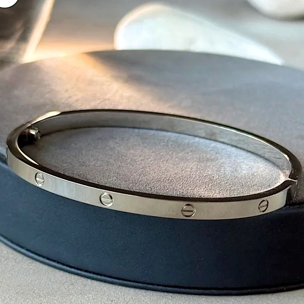Love Screwdriver Platinum Silver Thin Version Bangle Bracelet No Stones - Picture 6 of 7
